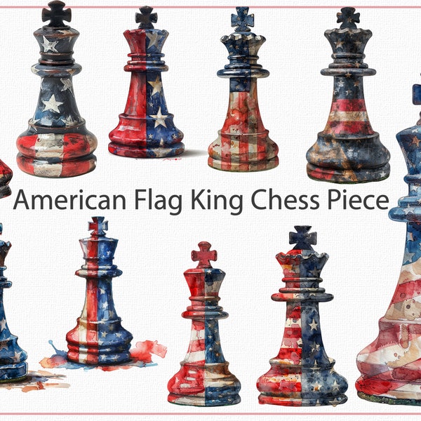 24 American Flag King Chess Piece Clipart PNG, Patriotic Chess Illustrations, USA Chess Clipart, Patriotic Symbols Clip Art, Chessboard Png