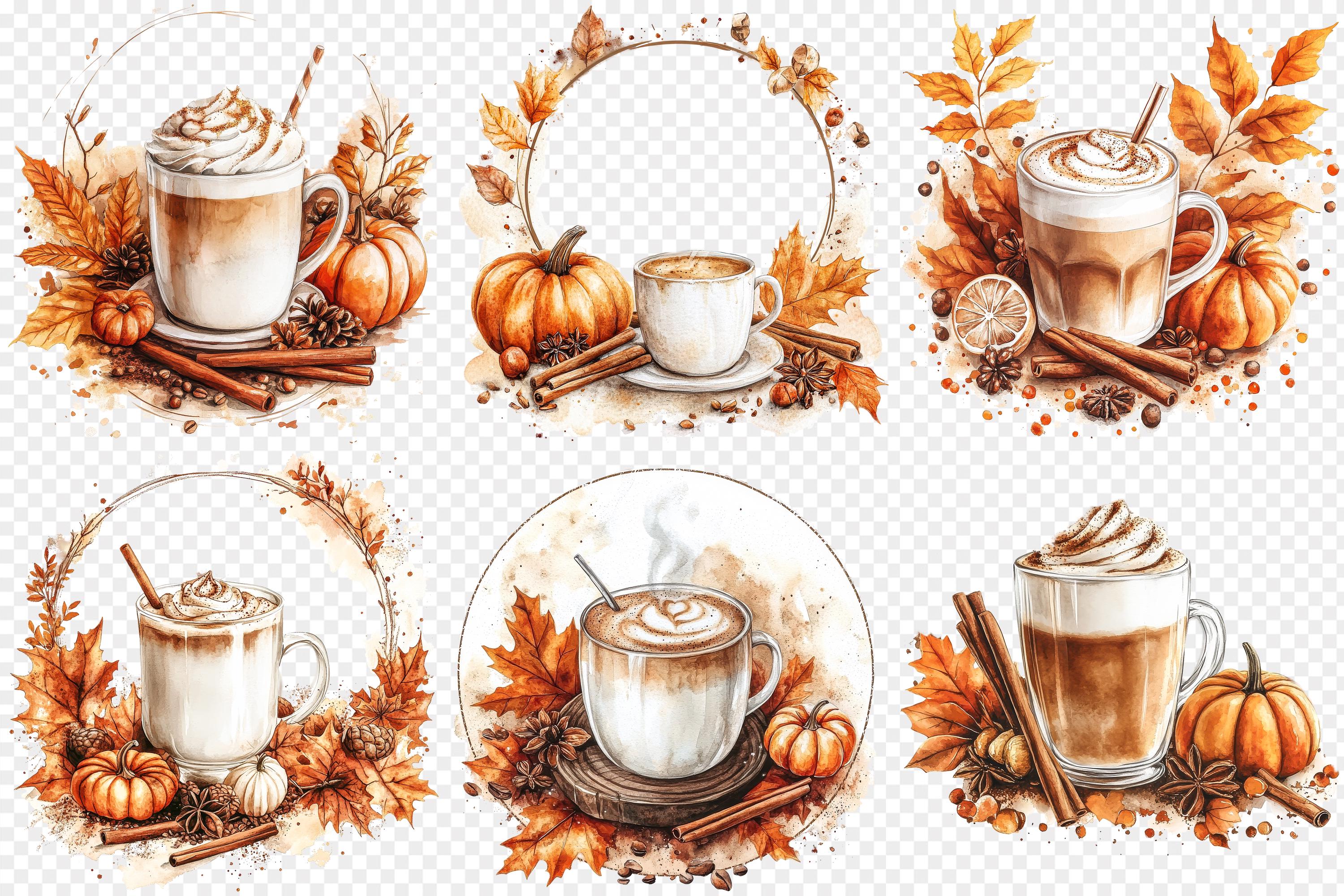 Autumn Pumpkin Spice Latte 24 PNG Clipart - Cozy Fall Coffee ...