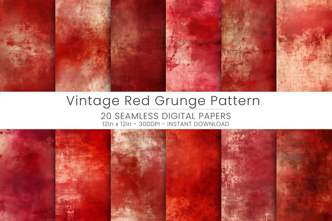 20 Vintage Red Grunge Seamless Patterns – Rustic Digital Papers for ...