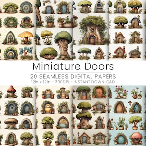 20 Miniature Doors Digital Paper, Home Decor, Repeatable, Scrapbooking, JPG, Instant Download, Door Patterns, House Pattern