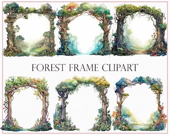 Forest Frame Watercolor Clipart Bundle - 24 Nature Inspired PNGs - Woodland Art for Crafts, Invitations, Scrapbooking, and Digital Design