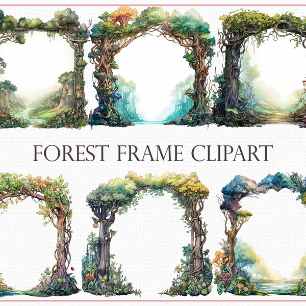 Forest Frame Clipart, 24 Nature-Inspired Borders, Woodland Border Art, Nature Theme Borders, Mystical Forest Frames, Tree Border Clipart Png