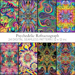 24 papiers numériques pour réfractographe psychédélique, motif reproductible, motif d'inspiration ethnique, décoration tribale bohème chic, décoration d'intérieur, papier peint