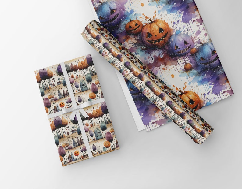 Purple Halloween Digital Paper, Seamless Spooky Patterns (digital ...