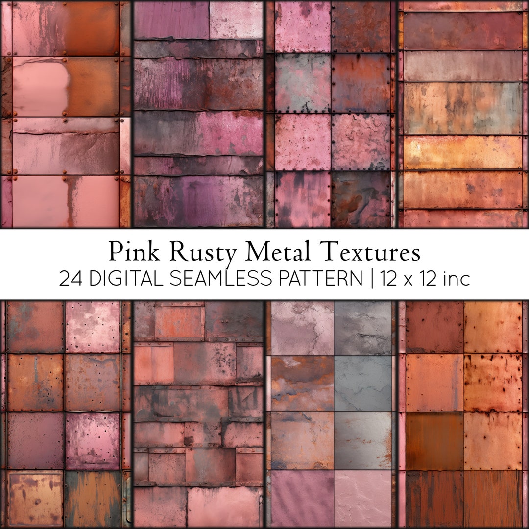Pink Rusty Metal Textures Digital Paper, Scrapbooking (instant Download ...