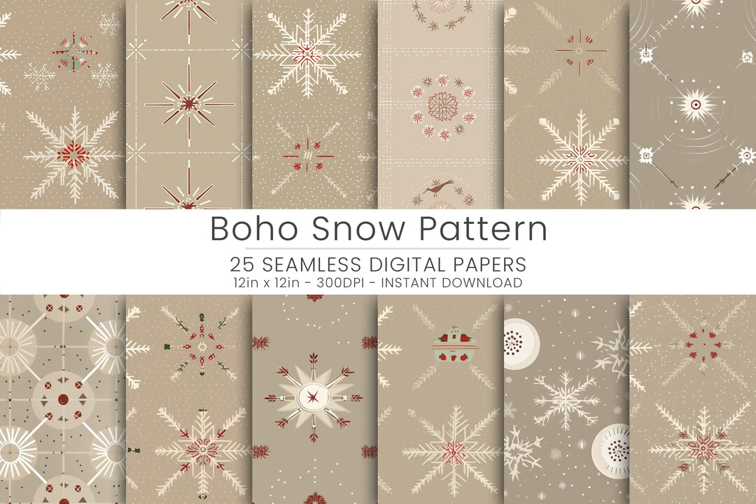 Snow Pattern Repeatable 25 Boho Snow Pattern Digital Paper, Home Decor, Scrapbooking ...