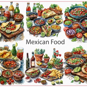 24 Mexican Food Clipart, Png, Repeatable, JPG, Scrapbooking Art, Cinco de Mayo Day, Bundle Fiesta Clipart, Celebration
