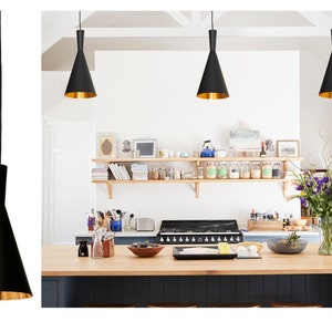 PENDANT Light Kitchen Island. Black Pendant Light: Black Gold Kitchen Light Fixtures - Modern, Farmhouse-Inspired Design