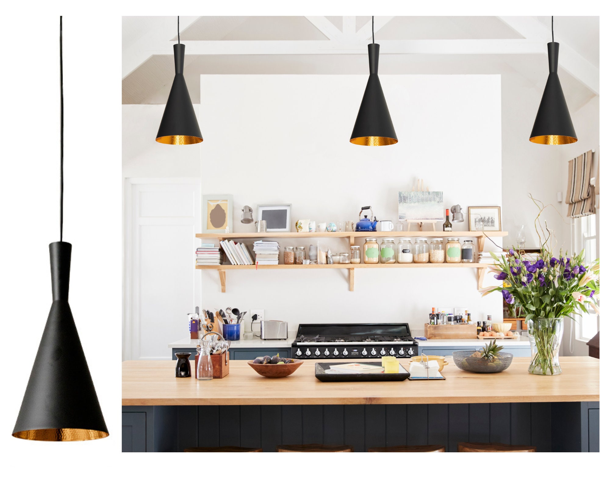 PENDANT Light Kitchen Island. Black Pendant Light: Black Gold Kitchen ...