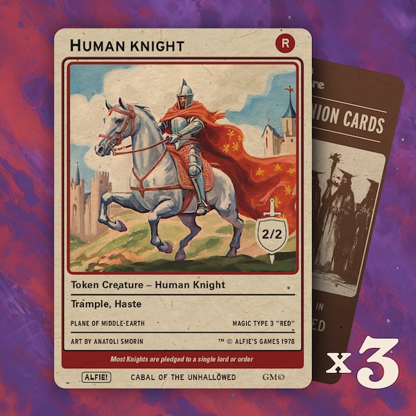 Human Knight Red 2/2 MTG Tokens x3 - Alfie's Adventure - AA134