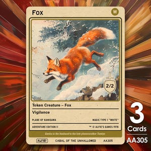 3x jetons Fox 2/2 MTG - L'aventure d'Alfie par Alfie AA305