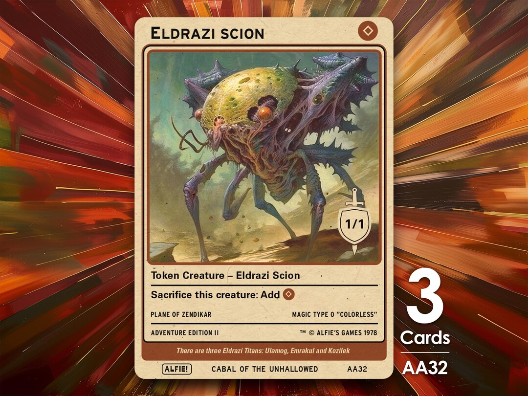 3x Eldrazi Scion 1/1 MTG Token - Alfie's Adventure by Alfie AA32 - Etsy