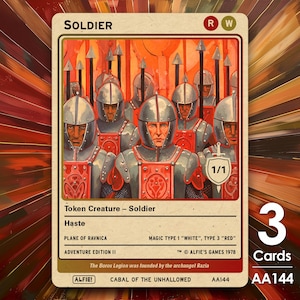 3x Soldato 1/1 Rosso e Bianco Gettone MTG - L'avventura di Alfie di Alfie AA144
