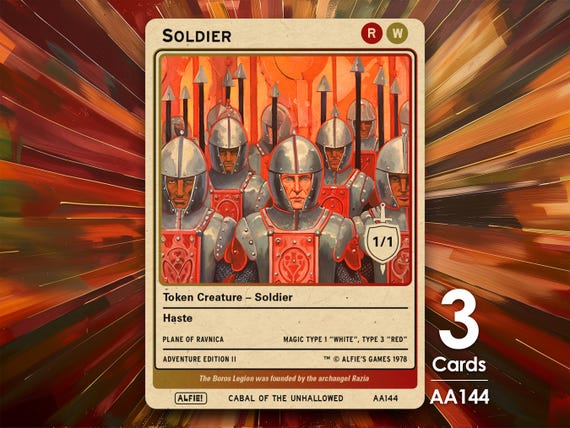 3x Soldier 1/1 Red White MTG Token Alfie's Adventure by Alfie