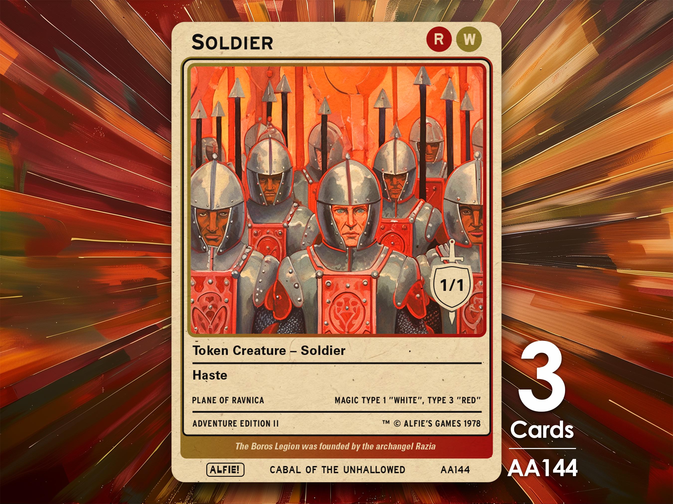 3x Soldier 1/1 Red White MTG Token Alfie's Adventure by Alfie