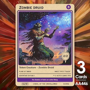 3x Zombie Druid Tokens for MTG - Alfie's Adventure by Alfie AA446