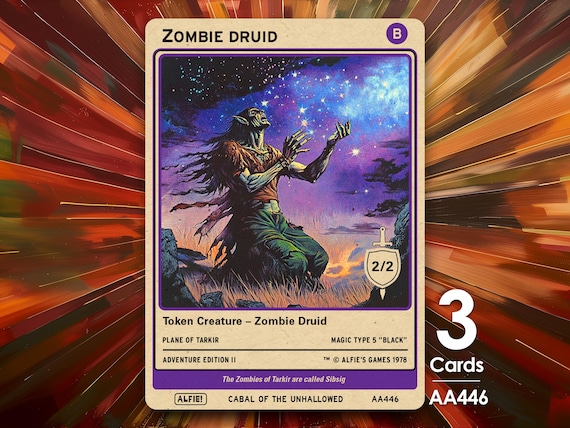 3x Zombie Druid Tokens for MTG - Alfie's Adventure by Alfie AA446