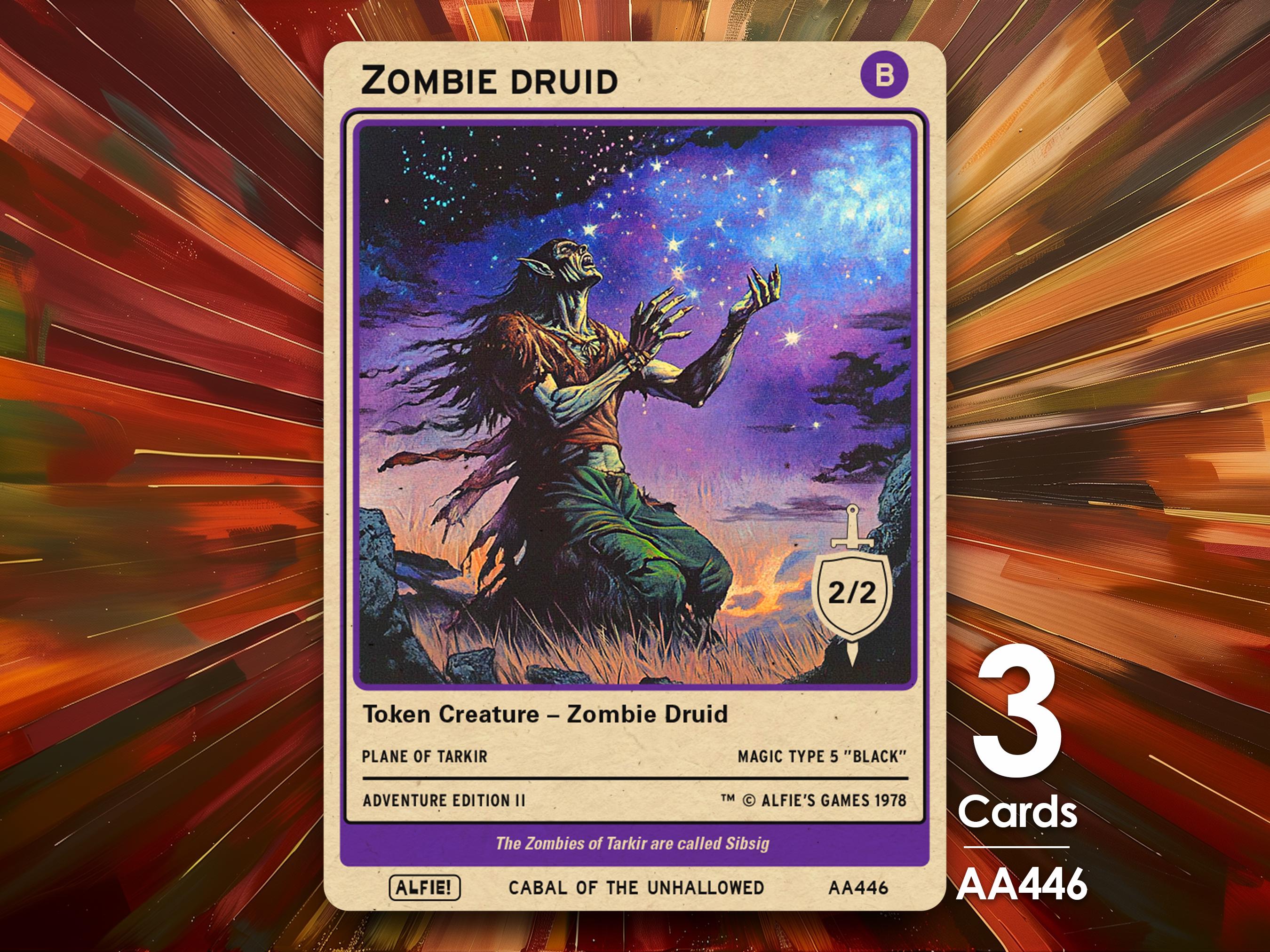 3x Zombie Druid Tokens for MTG - Alfie's Adventure by Alfie AA446