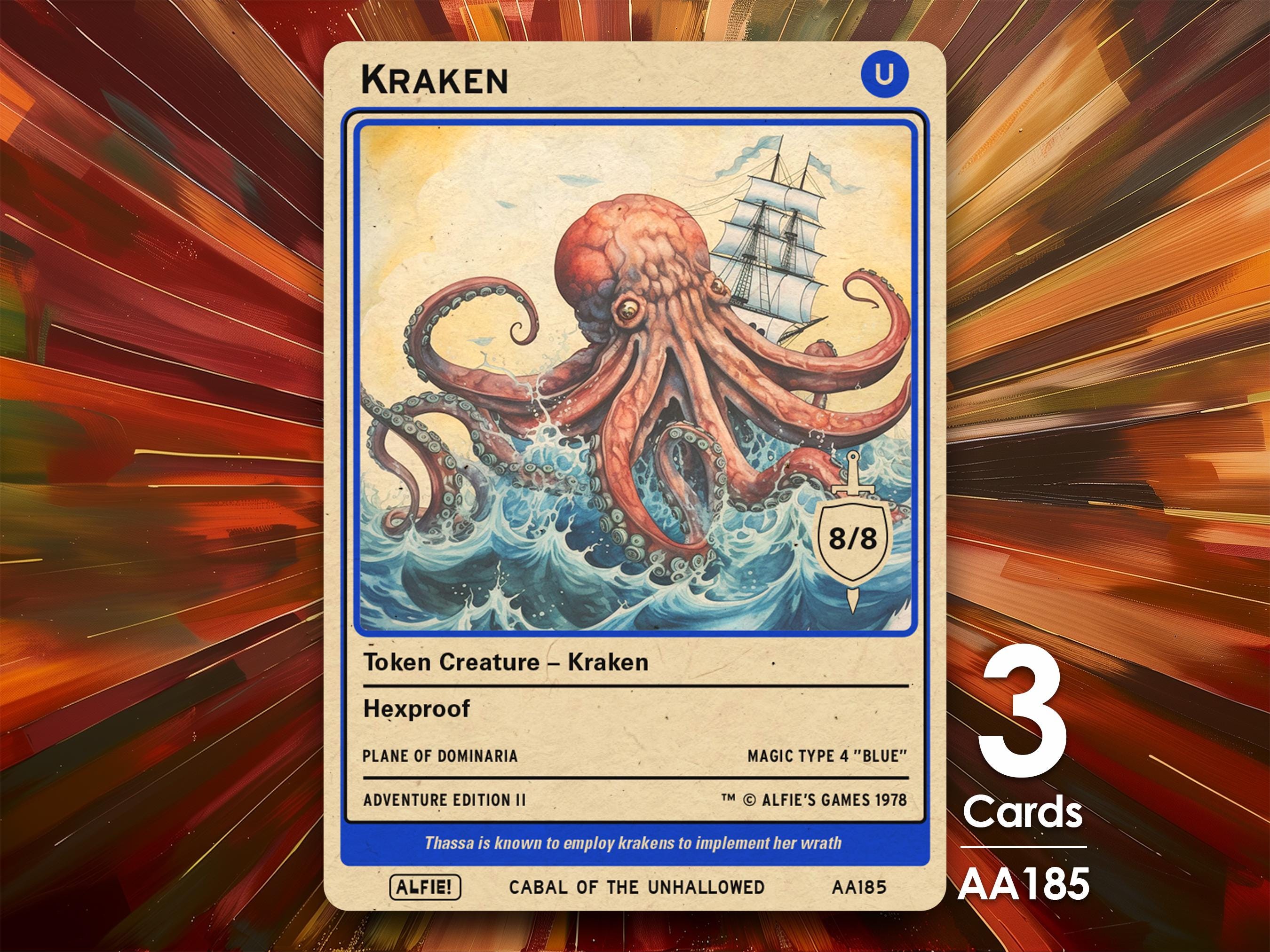 Kraken 8/8 MTG Token X3 - Alfie's Adventure by Alfie AA185 Kraken 8/8 MTG Token X3 - Alfie's Adventure by Alfie AA185