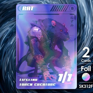 2x Rat Lifelink-folietokens voor MTG - Street Clans by Alfie SK312F