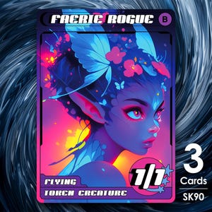 3x Faerie Rogue Black Token für mtg - Street Clans von Alfie SK90