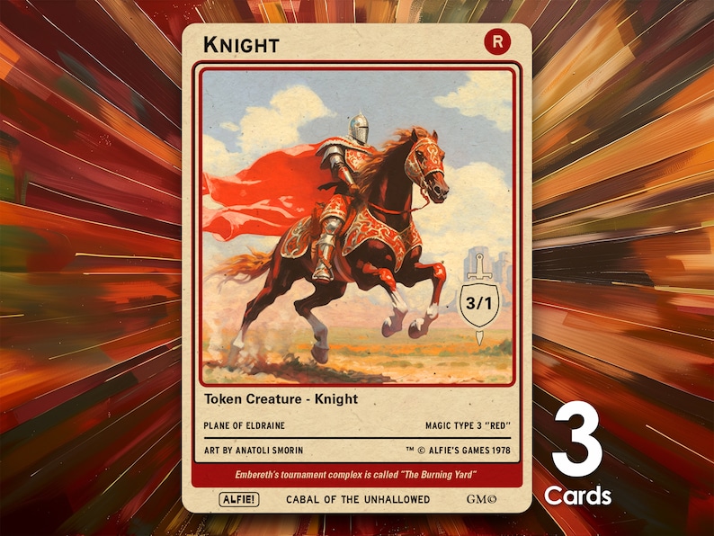 Knight Red 3/1 MTG Tokens x3 Alfie's Adventure AA209 image 1