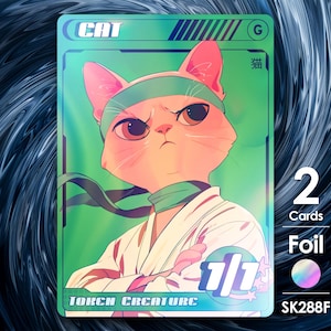 2x segnalini foil Cat Green per mtg - Street Clans di Alfie - SK288F