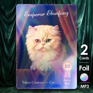 2x Cat 2/2 White Foil Tokens - Emperor Ebonfang - Multiverse Pets & Critters Show - MP3F