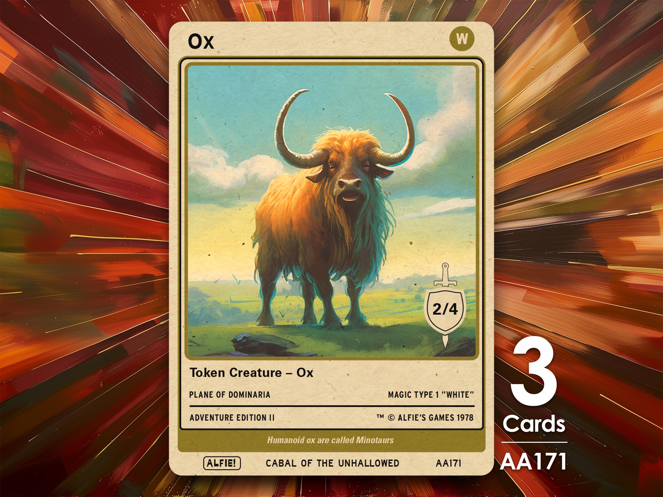 3x Ox 2/4 MTG Token - Alfie's Adventure by Alfie AA171 - Etsy 3x Ox 2/4 MTG Token - Alfie's Adventure by Alfie AA171 - Etsy