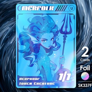 2x Fichas de Foil à Prova de Magia Merfolk para mtg - Clãs de Rua por Alfie SK337F