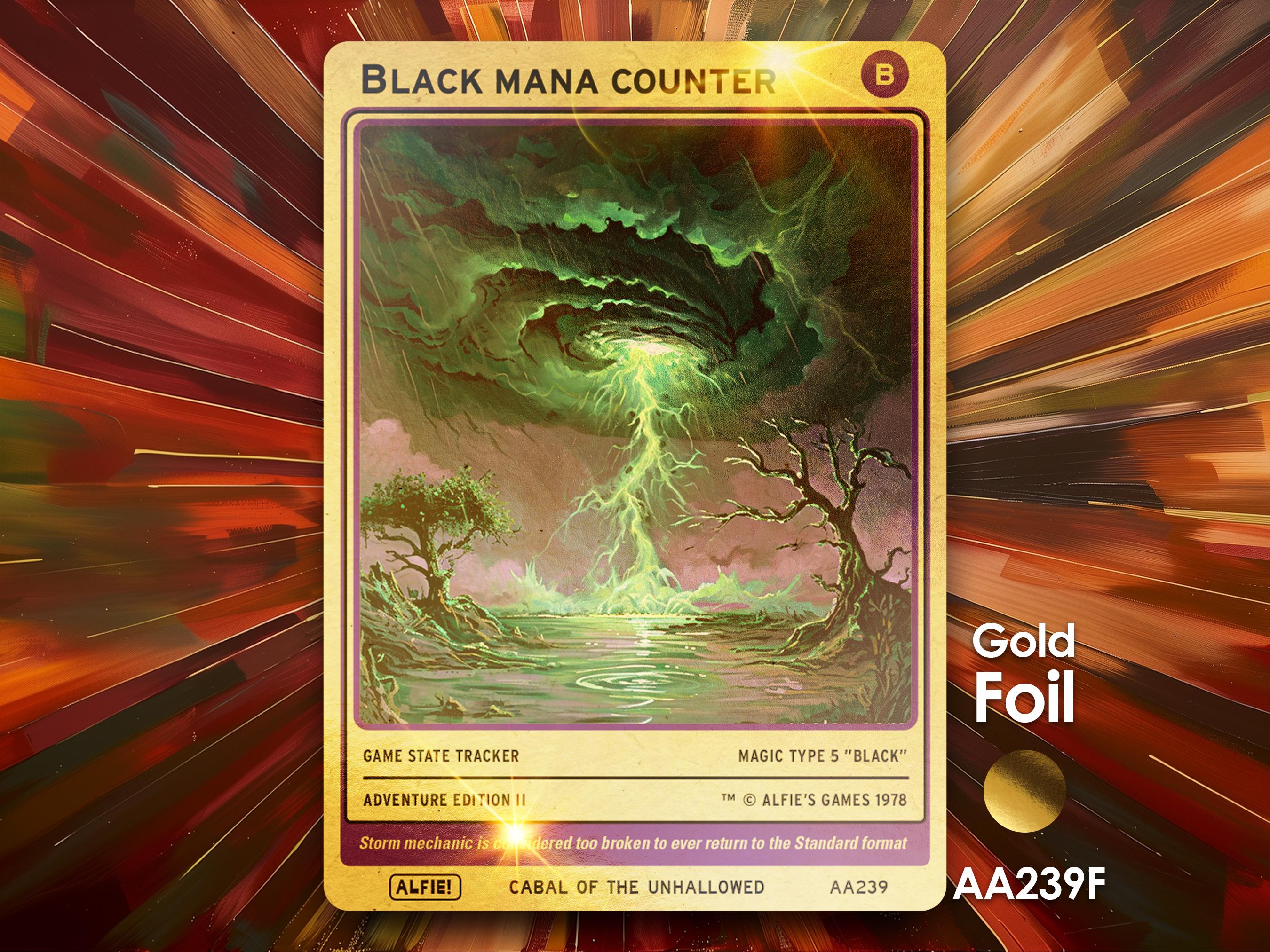 Black Mana Counter Gold Foil MTG Token  - Alfie's Adventure by Alfie - AA239F