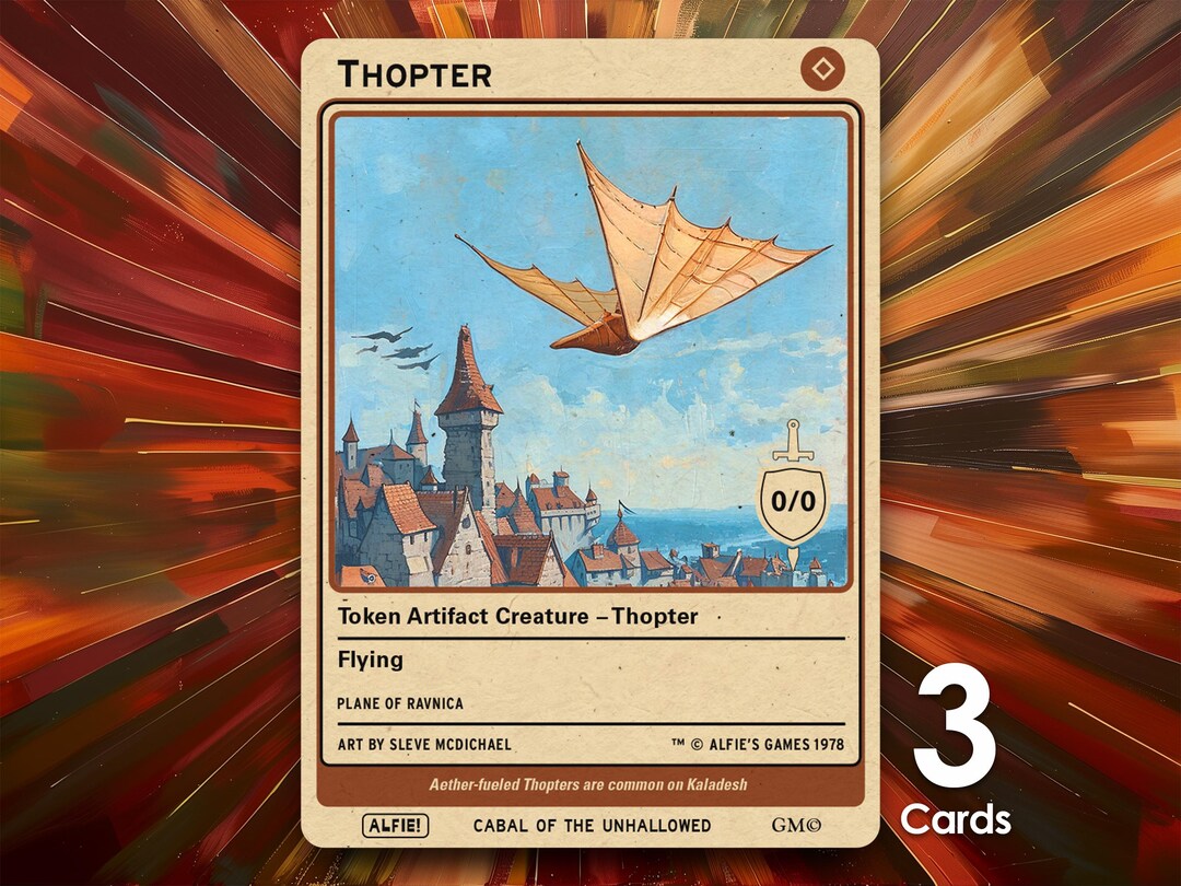 Thopter 0/0 MTG Token X3 Alfie's Adventure by Alfie AA261 - Etsy