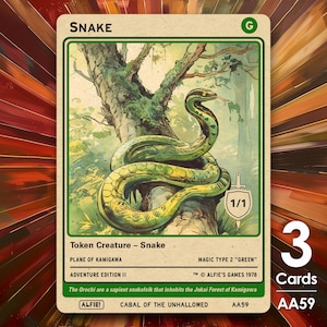 3x Fichas de Cobra Fichas de MTG 1/1 - Aventura de Alfie por Alfie AA59