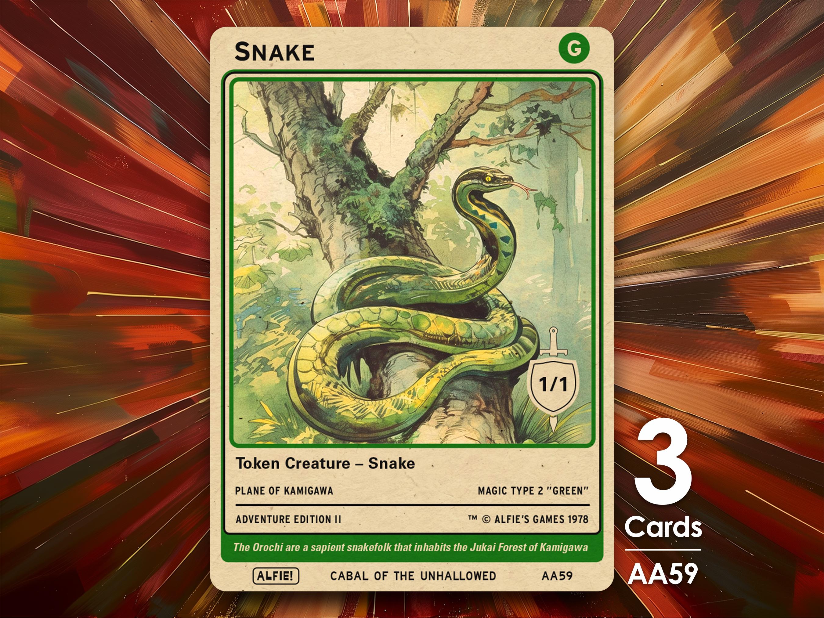 3x Snake Token 1/1 MTG Token - Alfie's Adventure by Alfie