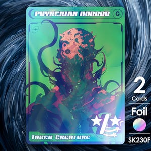 2x Phyrexian Horror Green Folientoken für mtg - Street Clans von Alfie SK230F