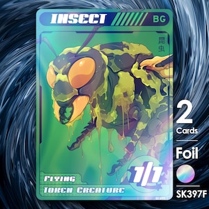 2x Insect Black Green Flying Foil for MTG - Street Clans by Alfie SK397F