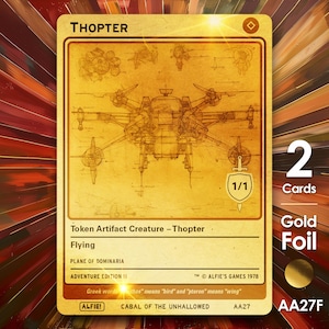 2x Thopter goudfolie 1/1 MTG-token - Alfie's Adventure by Alfie AA27F