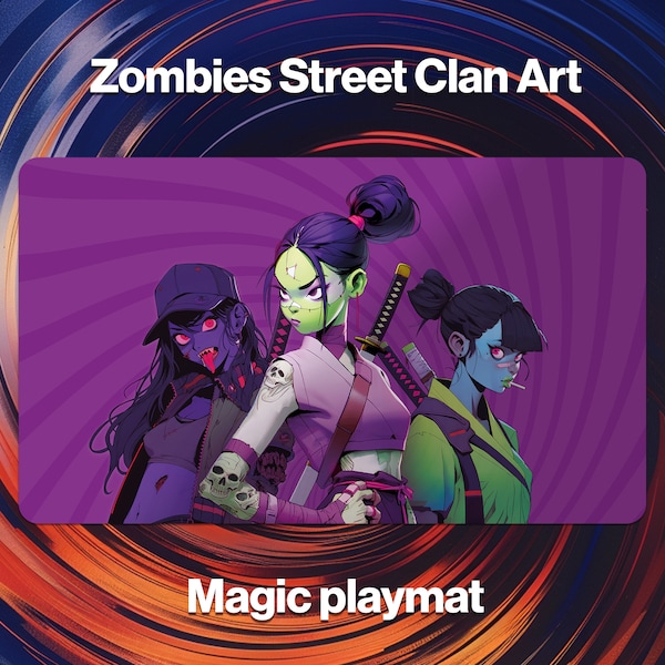 Zombie Street Clans Playmat for Magic mtg and collectible card games, 24"x14" 60x35cm (standard size) - PM12