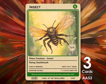 3x Insect 1/1 Deathtouch Flying MTG Token - Alfie's Adventure by