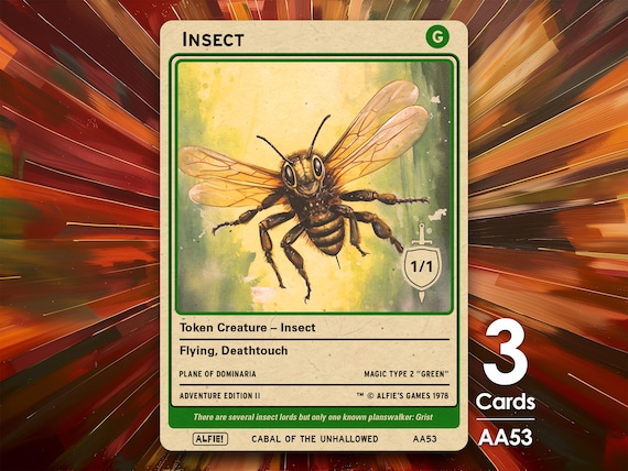 3x Insect 1/1 Deathtouch Flying MTG Token - Alfie's Adventure by
