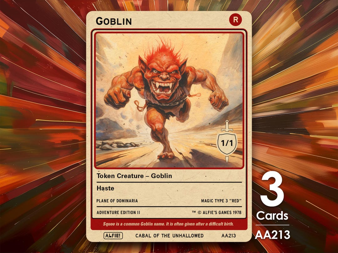 3x Goblin 1/1 Haste MTG Token - Alfie's Adventure by Alfie AA213