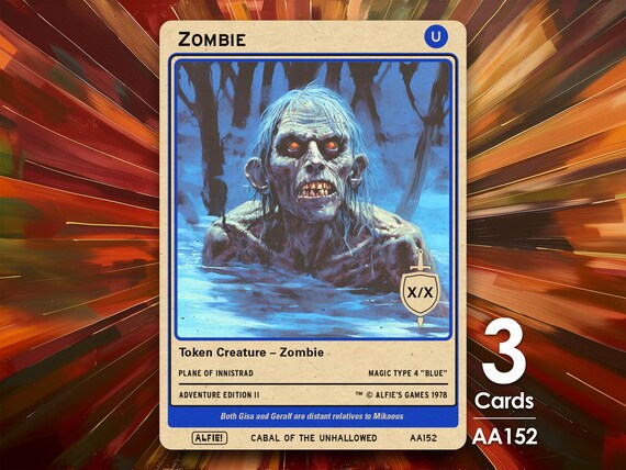 3x Zombie Blue MTG Token - Alfie's Adventure by Alfie AA152 - Etsy