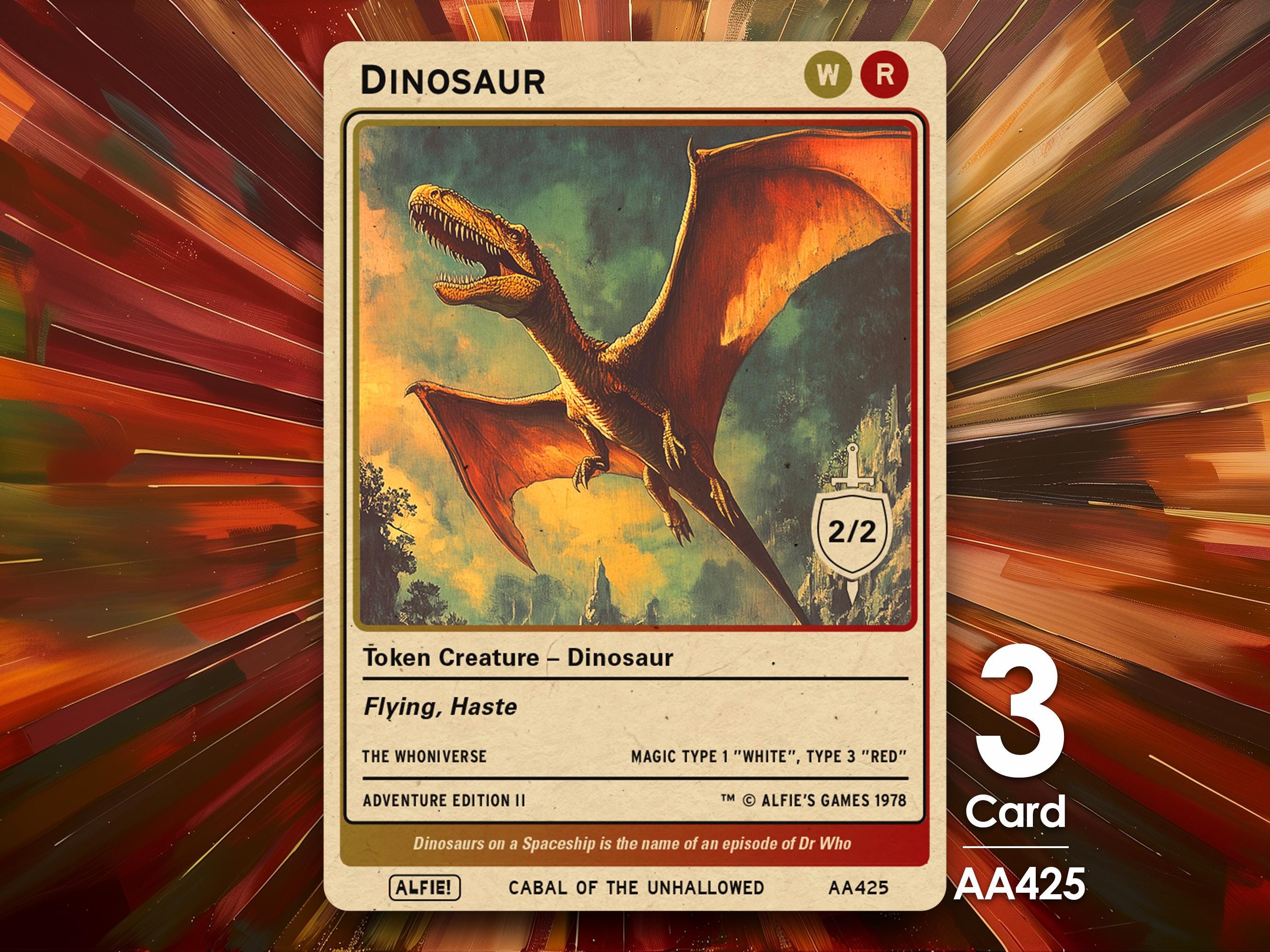 3x Dinosaur Token Red White Flying Haste - Alfie's Adventure by