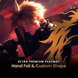 The Lone Wolf Foil Playmat - FF Cloud - Custom Shape - Compatible with Magic  - Mtg Accessory Gift