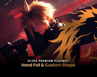 The Lone Wolf Foil Playmat - FF Cloud - Custom Shape - Compatible with Magic  - Mtg Accessory Gift