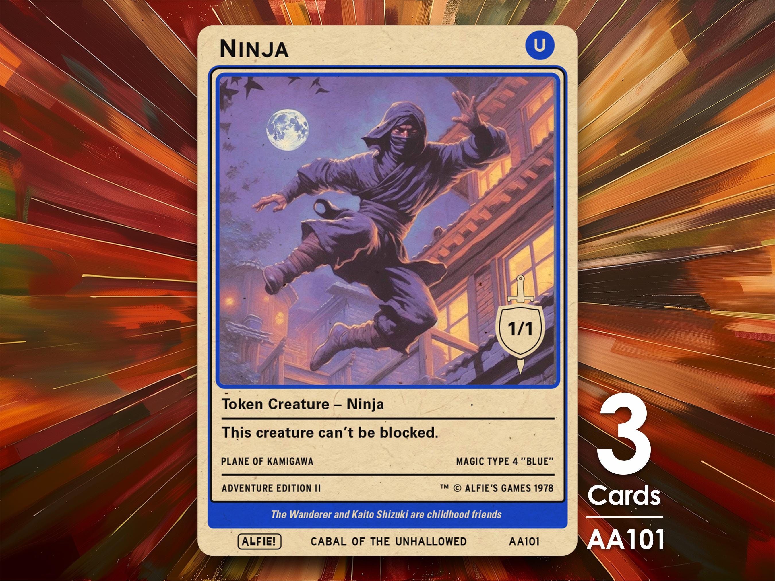 3x Ninja 1/1 MTG Token - Alfie's Adventure by Alfie AA101 - Etsy