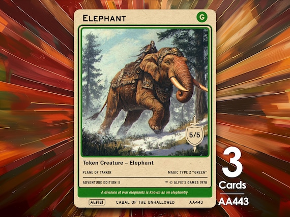 3x Elephant 5/5 Tokens for MTG - Alfie's Adventure by Alfie AA443