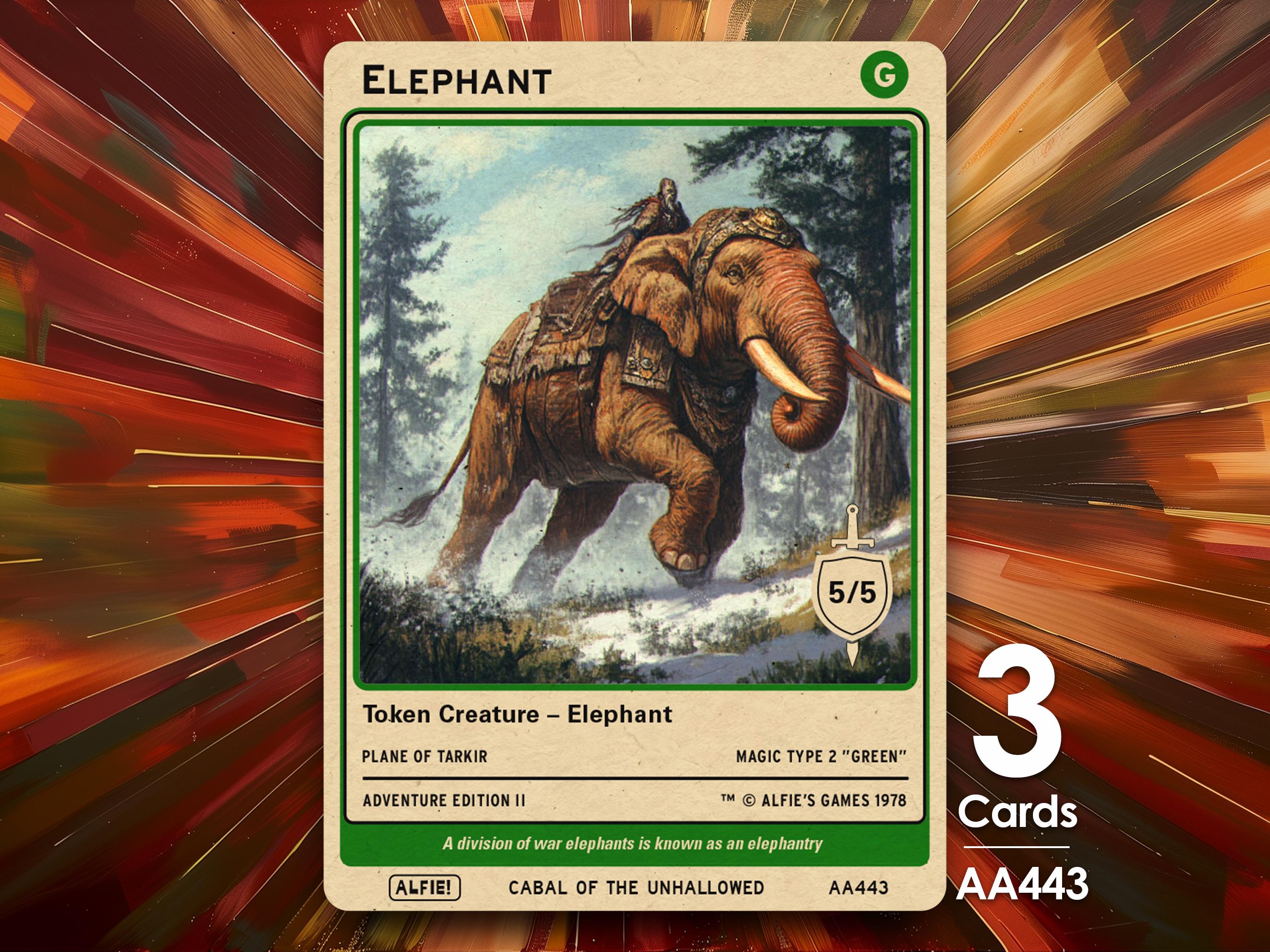 Elephant 5/5 token Magic mtg | Custom Retro Style | Alfies! Elephant 5/5 token Magic mtg | Custom Retro Style | Alfies!
