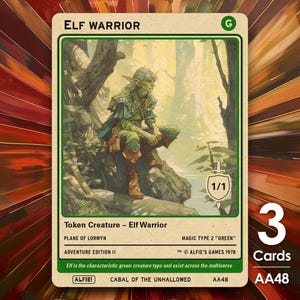 3x Fichas de Guerreiro Elfo 1/1 MTG - Aventura de Alfie por Alfie AA48