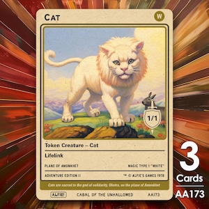 3x Cat 1/1 Lifelink MTG Token - Alfie's Adventure by Alfie - AA173